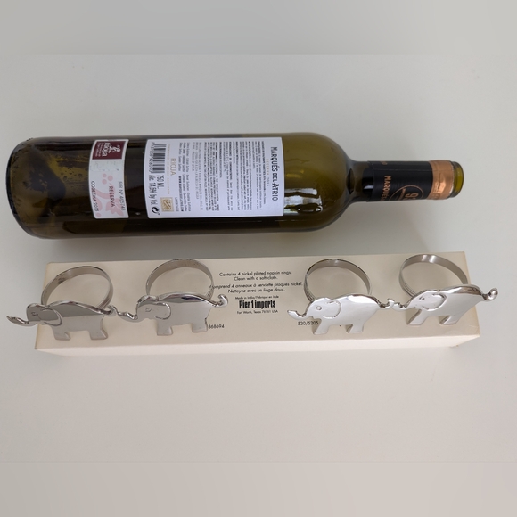 Elephant Napkin Rings Pier 1 Imports Nickel Plated Set of 4 Nice & Shiny - Picture 7 of 12